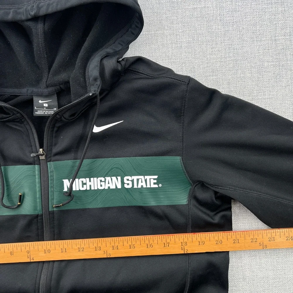 Nike Michigan State Performance Hoodie Mens S Black Full Zip Therma Fit Spartans